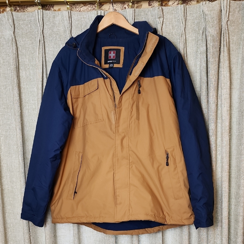 Men's Swiss Tech Navy and Tan Coat